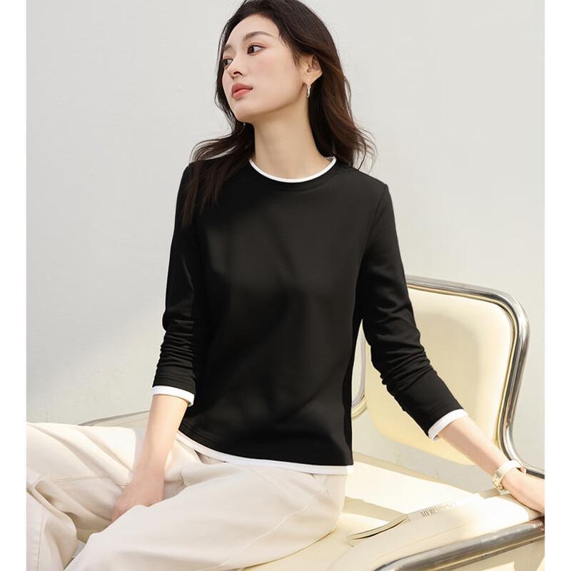 Handu Yishe Women's Faux Layered Round Neck Sweatshirt