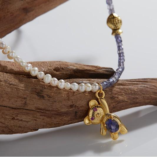 Original Design Network Earrings Jewelry S925 Sterling Silver Necklace Jewelry Women'S Natural Freshwater Pearls With Gemstone Necklace Women