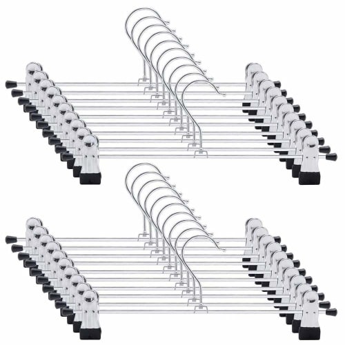 RAKUTEEY [Reiwa Era Latest 2-Year Quality Guarantee] 30-Piece Set of Pants and Skirt Hangers with Strong Clips, Non-Slip, Durable, Multi-Functional Ha