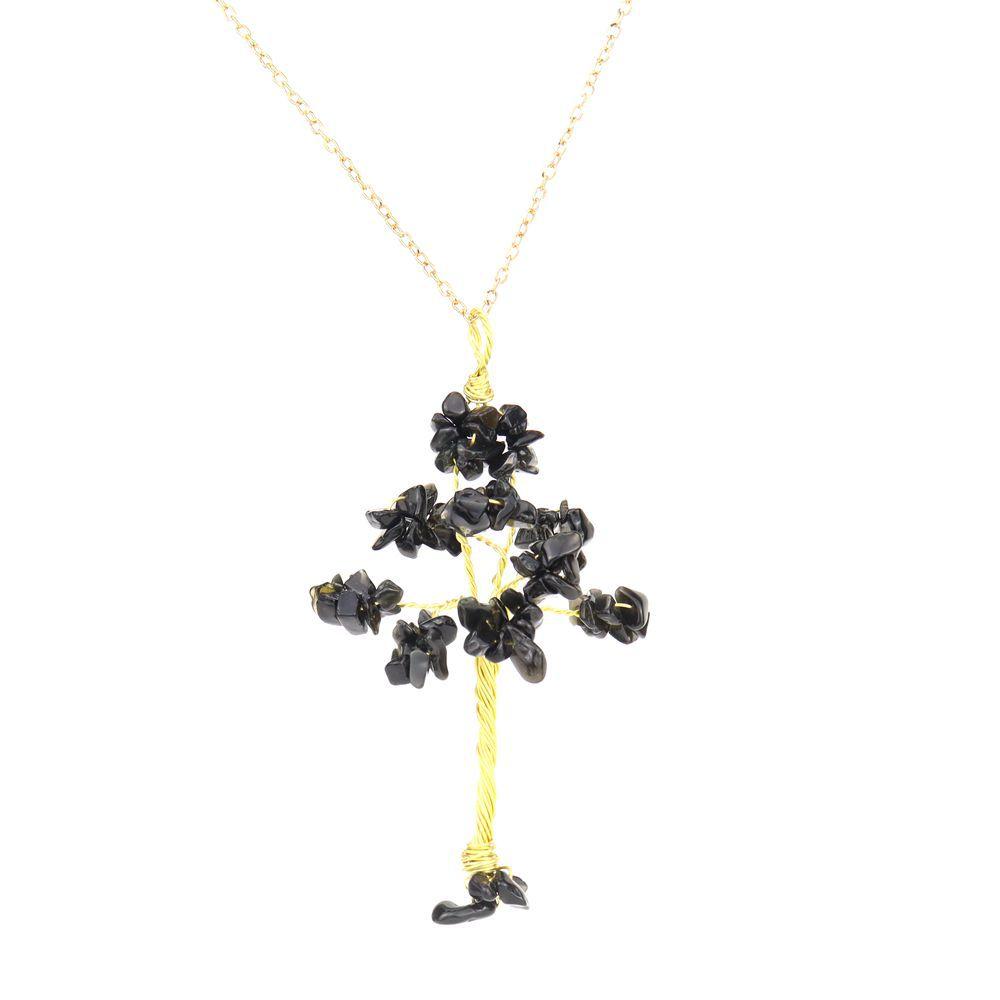 Hand-Wound Raw Copper Wire Natural Gravel Crystal Tree, Colorful Natural Stone Lucky Tree Necklace N89