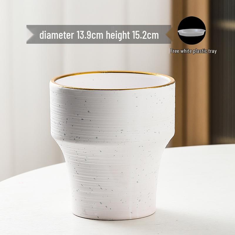 Nordic High-Leg Ceramic Orchid Pot: Durable, Artistic for Home or Balcony Use