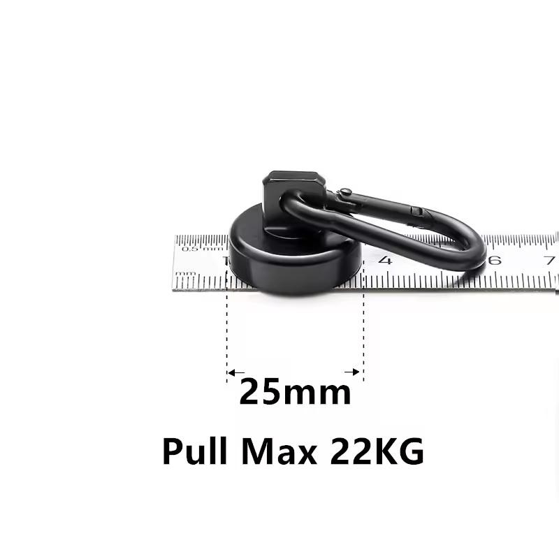 Strong Black Heavy Duty Neodymium Magnetic Hooks with Carabiner for Gym Bag Hanging Locker Storage Outdoor Activity Use