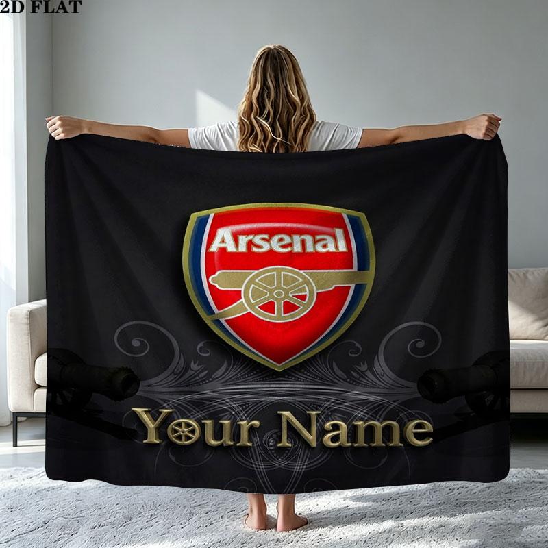 1PC Arsenal F Custom Name Patterned Flannel Blanket Suitable For All Seasons for Home Decor Warmth and Comfort Gifts Holiday Present