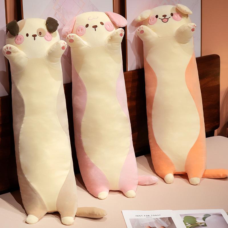 Perna moale lungă de aruncat pentru câine, jucărie de pluș, păpușă, păpușă cățeluș, școlăriță, dormit, păpușă liniștitoare