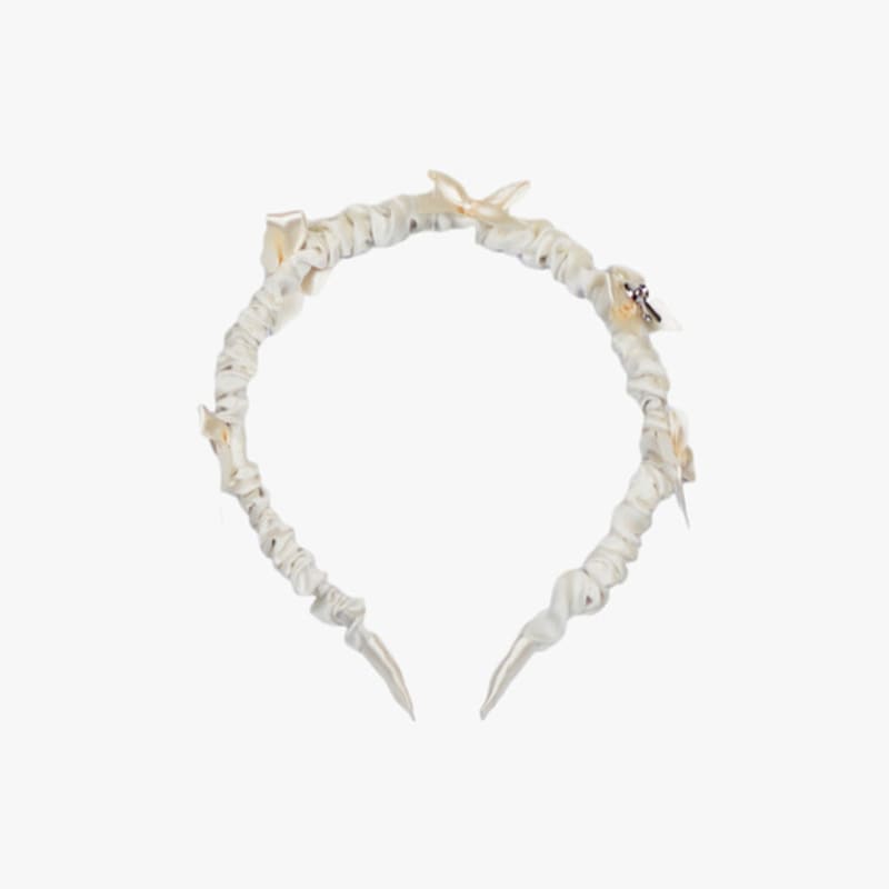 PINK PINEAPPLE WRINKLE RIBBON HAIRBAND_IVORY