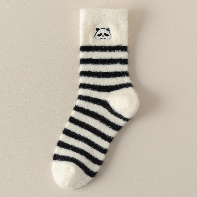 Ponožky Dámské středně vysoké ponožky Podzimní a zimní fleecové Extra silé podlahové ponožky Spací ponožky Pruhované Oboustranný fleece