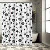 Modern Black White Shower Curtain with Swirls StarsAdd a Touch of Magic to Your Bathroom Decor