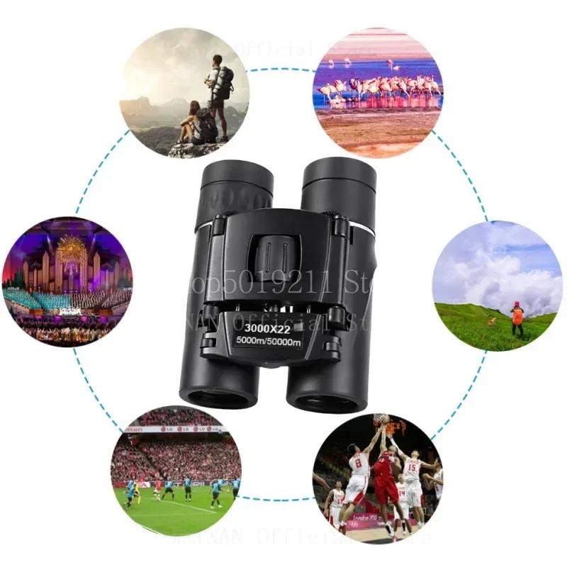 3000X22 High Power HD Low Light Level Binoculars Portable Travel 50000M Long Range Folding Mini Telescope Optics For Hunting