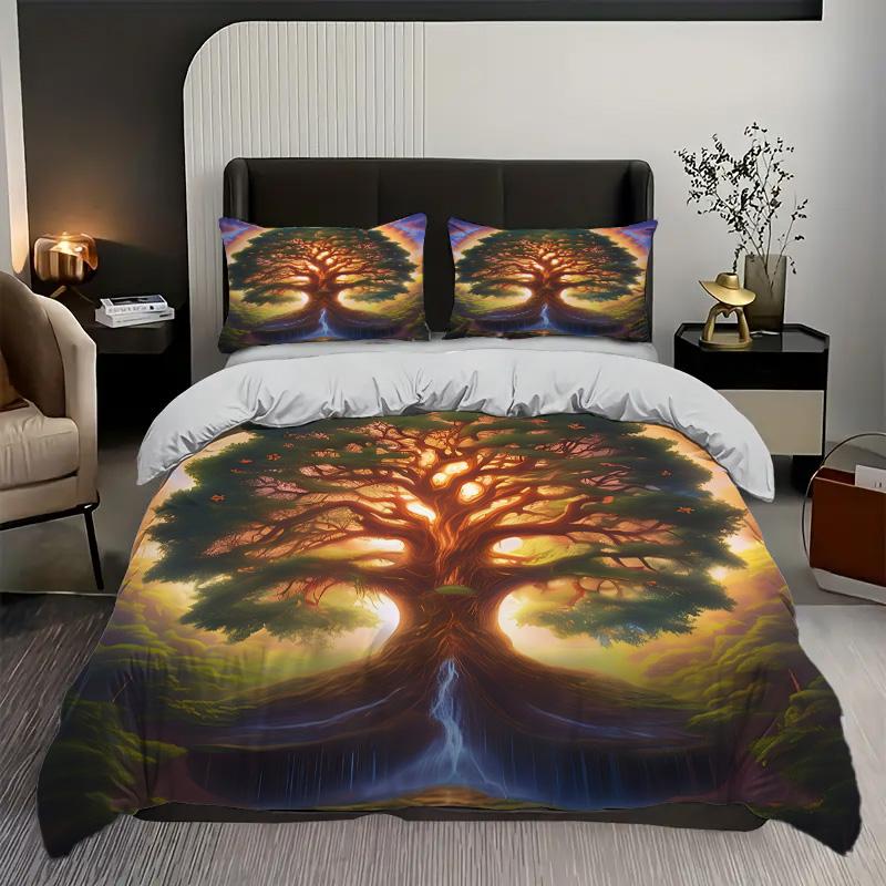 

Tree Of Life 3D Printed Quilt Cover Set Modern Art Style Polyester Bedding Set Luxury Home Textiles Soft Duvet Cover Pillowcases 135x200cm 2pcs