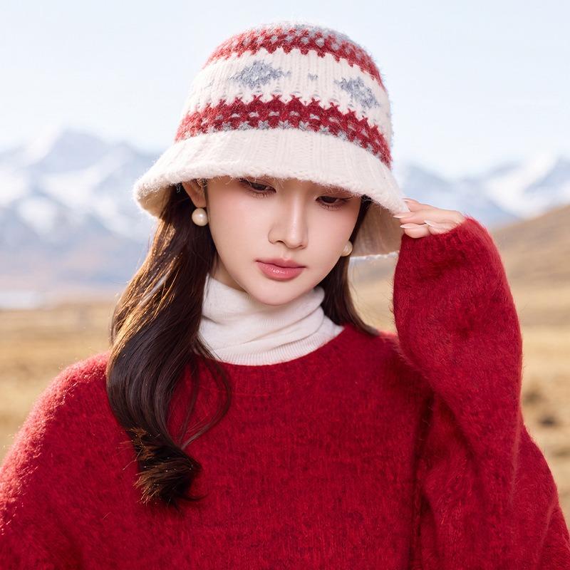 Women S Thick Warm Knit Bucket Hat For Autumn Winter Outdoor Cold Protection