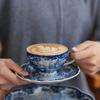 Blue and White Antique Blue Castle Coffee Cup Plate Dessert Plate Tableware Dining Table Decoration Tray Home Ceramic Plate
