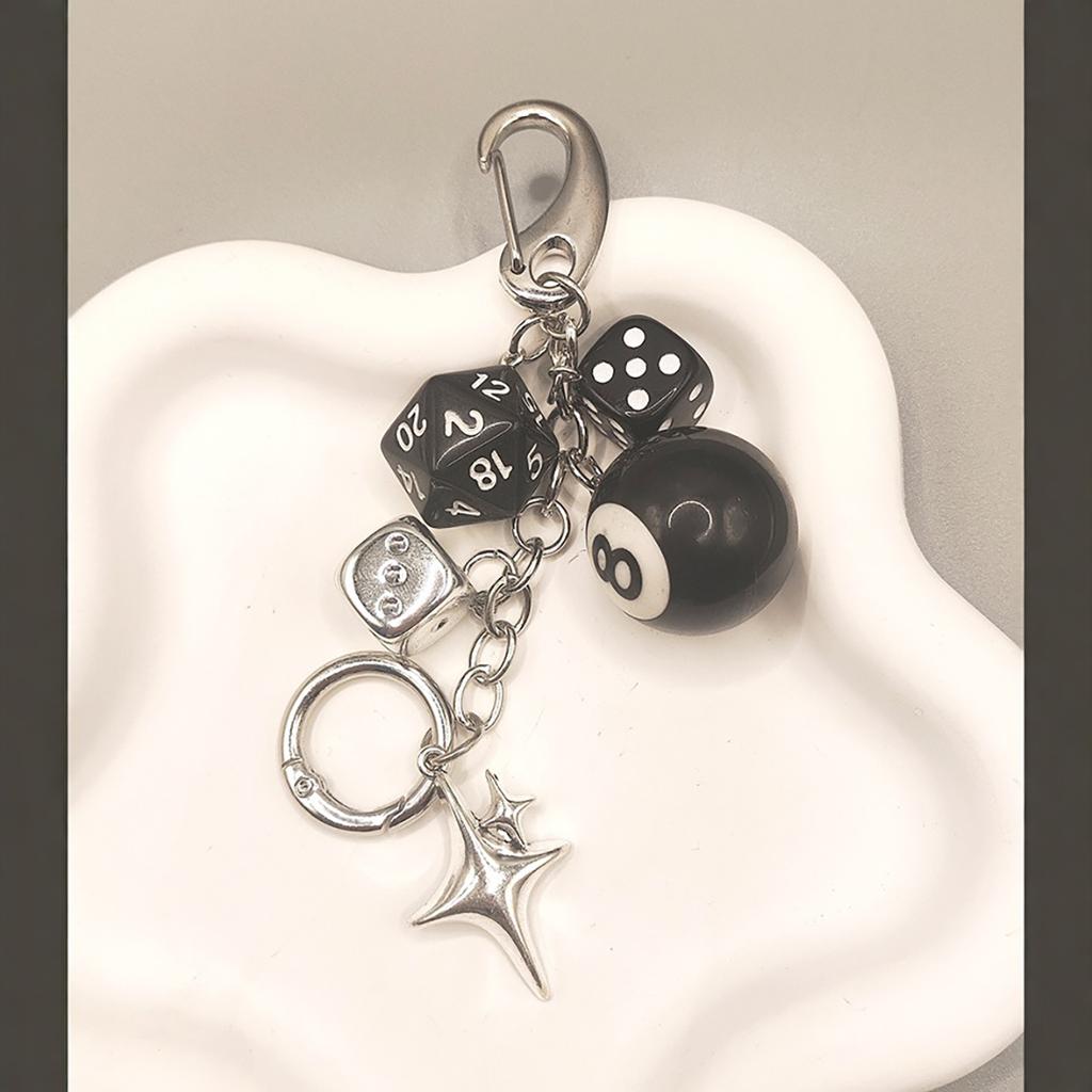 Star Dice Black Eight Ball Pendant Bag Pendant Handmade Diy Pendant Ornaments Suitable for Car Decorations Cool Bag Charm