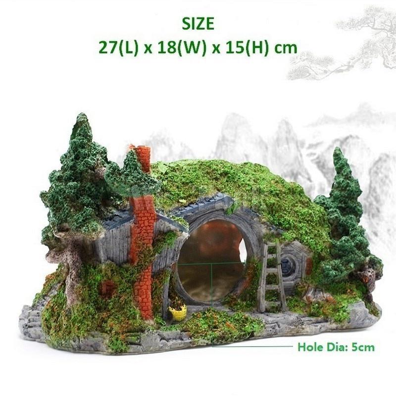 Aquarium Shelter Garden House Fish Tank Hideout House Reptile Turtle Tank Accessories Aquarium Rockery Decoration Accessories