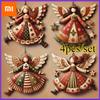 Xiaomi 4pcs Handmade Vintage Wooden Angel Christmas Ornaments- Multi-Color Festive Decor for Tree, Home & Offic