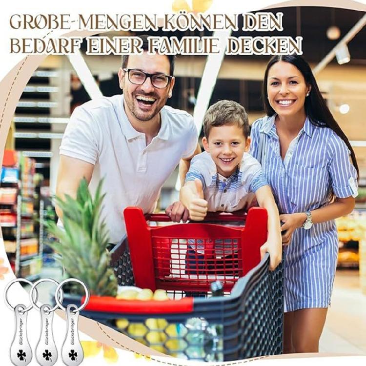 Praktischer Stabiler Edelstahl Einkaufswagen Münz Schlüsselanhänger Charm Anhänger 3er Pack Abnehmbar Einkaufswagen Modeaccessoire