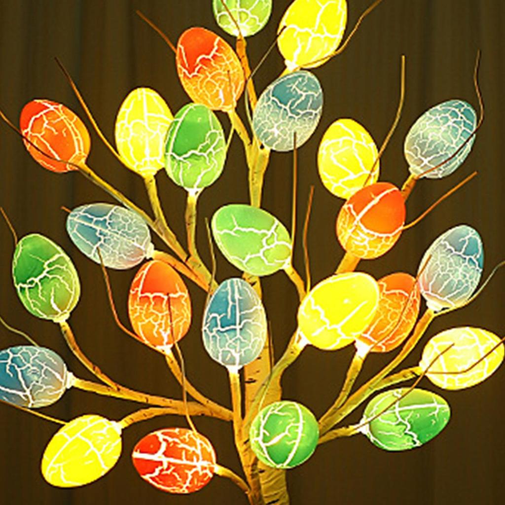 Ostereierbaum LED Biegsame Äste Mittelstück 23,6 Zoll Batterie- und USB-betrieben Ostereier Tischmittelstück für Kinderzimmer
