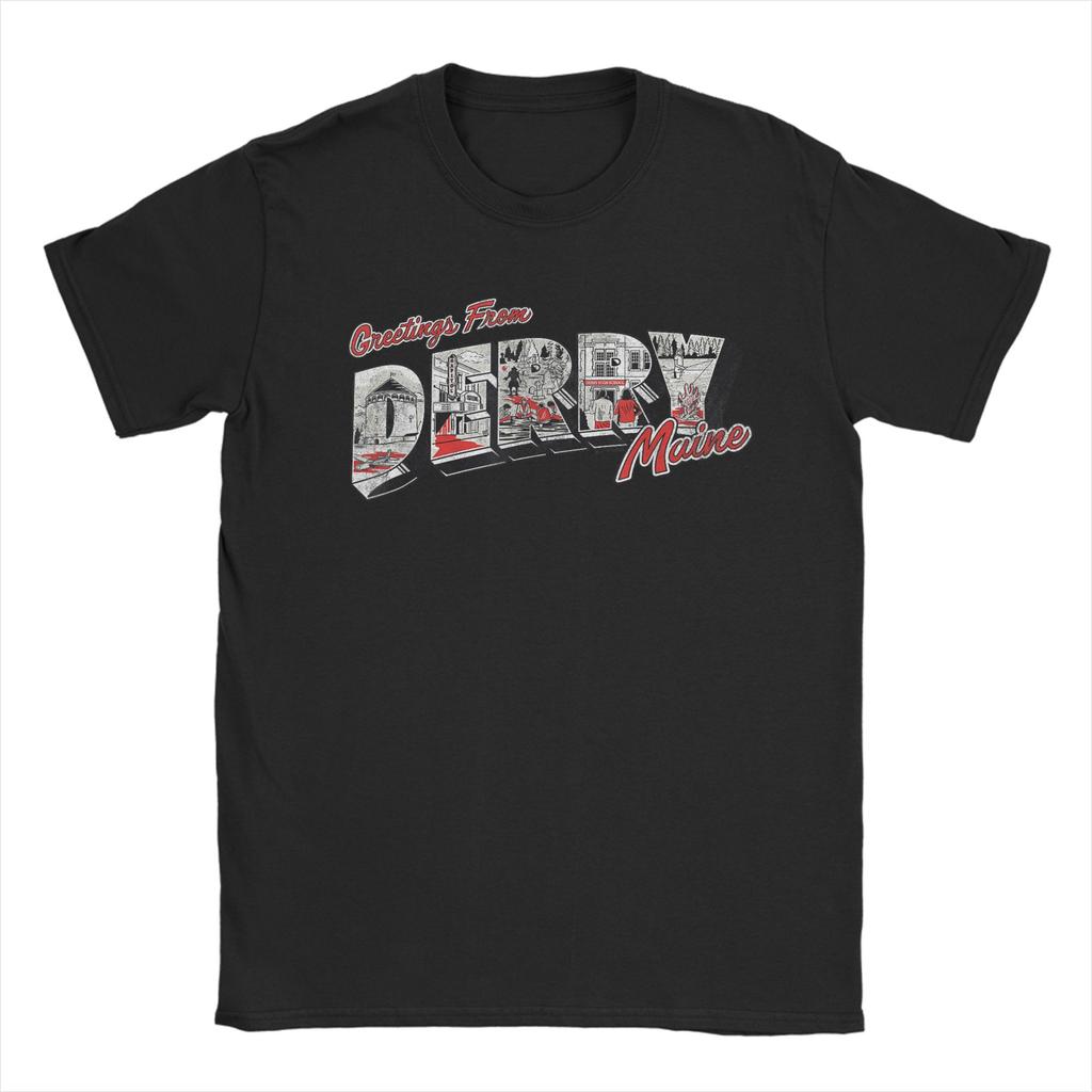 Pennywise The Dancing Clown Horror TV  T Shirt Beach Its Derrys Welcome Cotton T-Shirts For Men's Tee Shirt Short Sleeves Tops