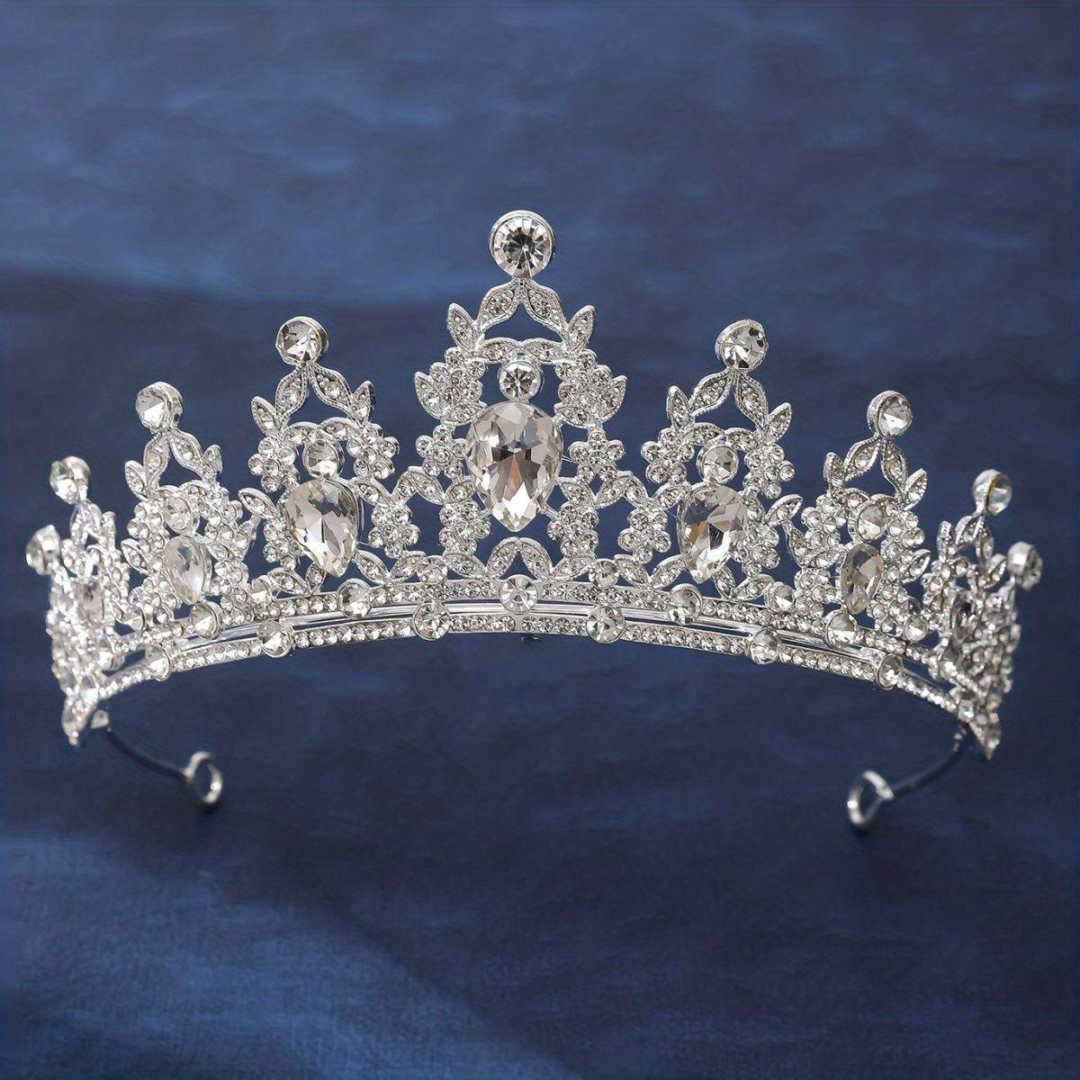 Барочная корона невесты Сплав Водный кирпич Высококлассная Роскошная Серебряная Корона Свадебное платье Головной убор Корона на день рождения