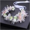 Mori Style Fairy Flower Crown Headband with Ribbons - Flower Girl Princess Birthday Accessory