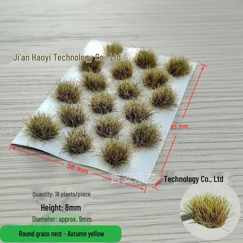 8mm 18-Round Tufts Model Grass for Train Track Scene, Miniature Accessories, and Military Sand Table DIY.