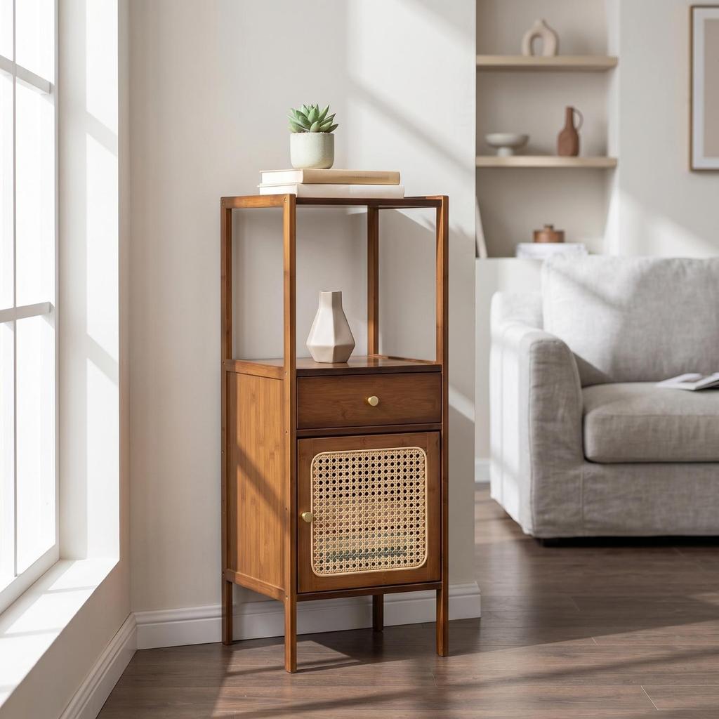 Plant Stand with Cabinet Compact Storage Drawer areaSaving