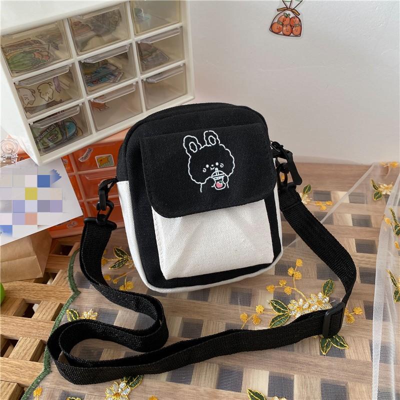 Women's Single Shoulder Bag Fashion Solid Color Casual Handbag Outdoor Daisy Canvas Handbag Zipper Cross-body Bag Messenger Bag