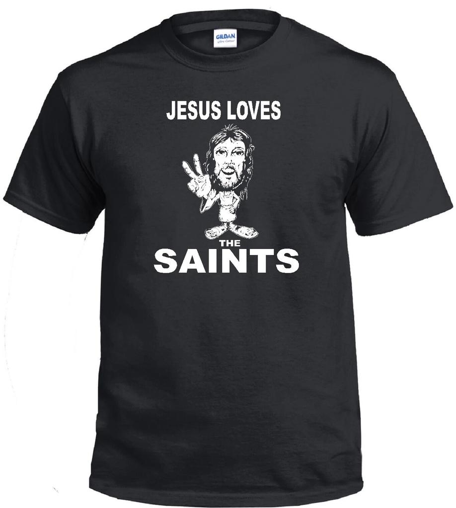 JESUS LIEBT DIE HEILIGEN CHRISTLICHER FUSSBALLFAN NEU ORLEANS TRIKOT T-Shirt