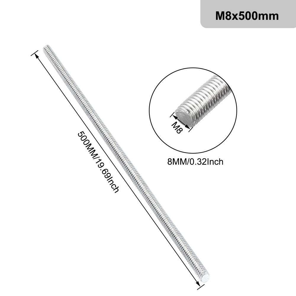 1PCS Threaded Rod 304 Stainless Steel Screw M2 M2.5 M3 M4 M5 M6 M8 M10 M12 M16 M18 M20