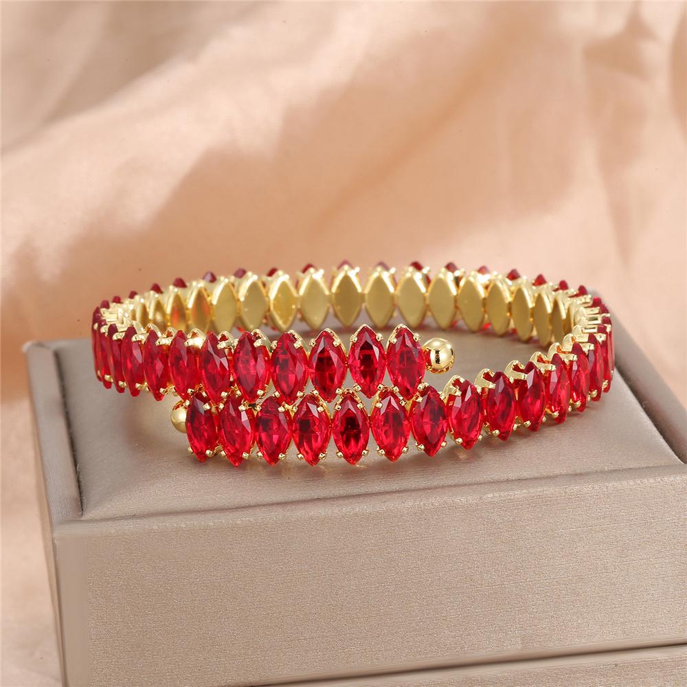 Шарм Женский Радужный Зеленый Синий Циркониевый Камень Браслет Милый Золотой Цвет Регулируемый Свадебный Для Женщин