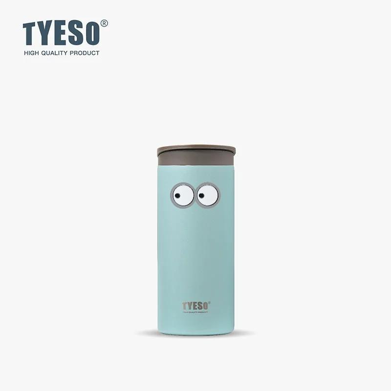 Tyeso 360ml Vacuum Flasks Insulated Travel Mug Stainless Steel Leak-Proof Direct Drink Water Bottle for Car Coffee Cup with Eye Sticker 360ML зелёный