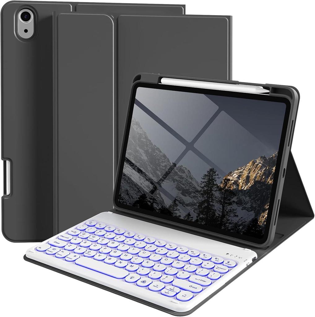 Pouzdro Xiaomi Pad 8 Pro s 7barevnou podsvícenou klávesnicí, slotem na pero a magnetickým uzávěrem