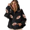 Women's Sports Shirt With Rugby Sequins And Pockets Long Sleeved Half Zip Hooded Top