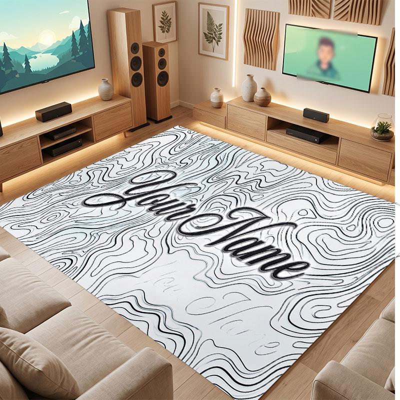 Decorative Artwork Theme Crystal Velvet Floor Rug Personalized Custom Name Text Warm Carpet Home Decoration