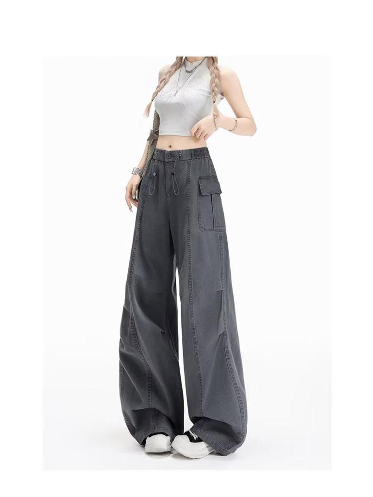 2026 Women's Korean Style Loose Casual Pants - Trendy, Versatile Spring/Summer Drop-Weight Straight Leg Cargo Pants.