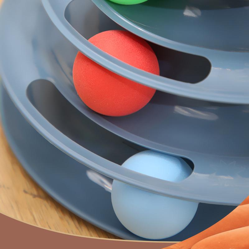 4-stöckiges drehbares Spielzeug für Katzen Zubehör Turm Bahnen mit Bällen Katzenspielzeug Interaktives Intelligenztraining Mit lustigem Katzenstab