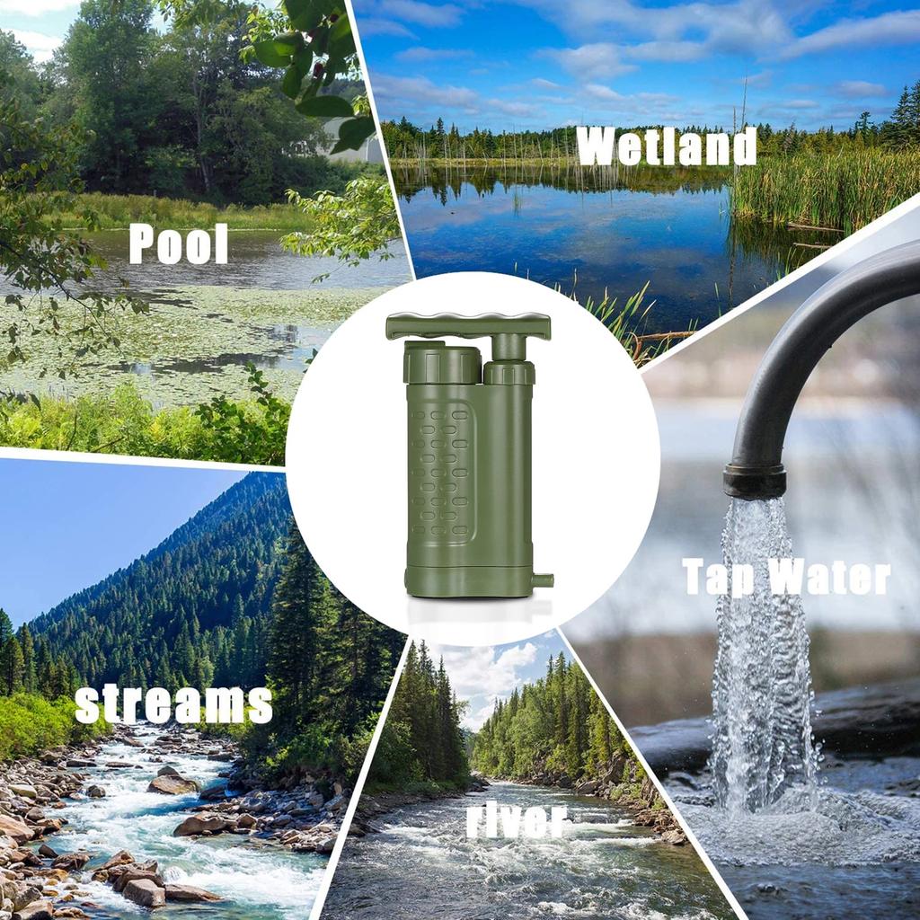 Compact 0.01 Micron Camping Water Filter Portable Survival Purification Pump Outdoor Emergency Filtration Clean Water Tool