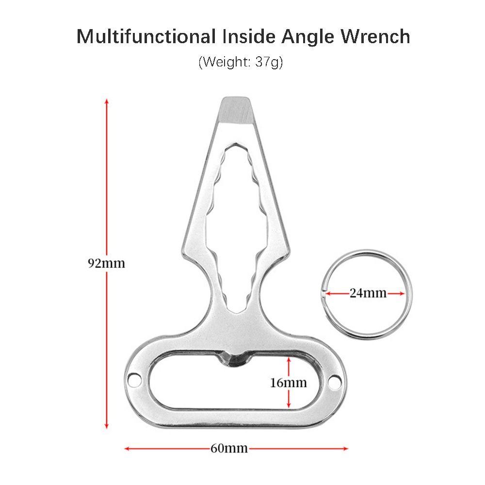 1Pc Inside Angle Wrench Outdoor Tool Multi-functional Stainless Steel Wrench Portable EDC Tool Screwdriver Key Chain