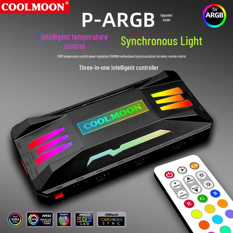 5V 3-pin ARGB Sync Fan Controller with PWM Temperature Control & Wireless Remote
