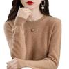 Soft Waxy Casual Lace Round Neck Bottoming Shirt Women's New Spring and Autumn Sweater Long-sleeved Knitted Sweater Loose