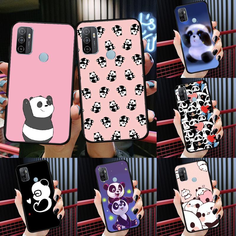 Cute Panda Case For Oppo A15 A16 A17 A52 A72 A76 A96 A54 A74 A94 A54S A57S A58 A78 A98 A57 A77 Cover