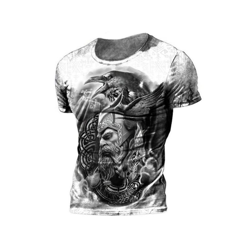Men's 3D Printed T-Shirt Vintage pattern printing Short Sleeve O-Neck Pullover casual top
