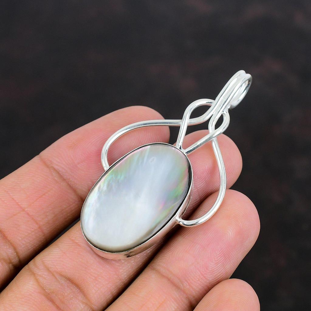 Mother Of Pearl Pendant 925 Sterling Silver Pendant Handmade Boho Jewelry Top Quality Gemstone Pendant Mother Of Pearl Jewelry Gifts For Mom