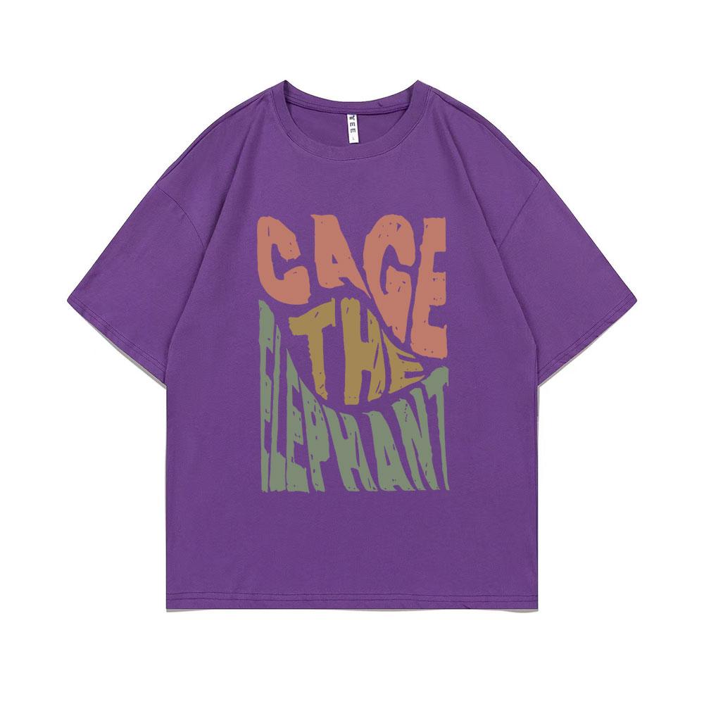Limited Cage The Elephant Pritn Tshirt Short Sleeve Men Women Fashion Casual Oversized T-shirts Tops Men's Hip Hop Streetwear