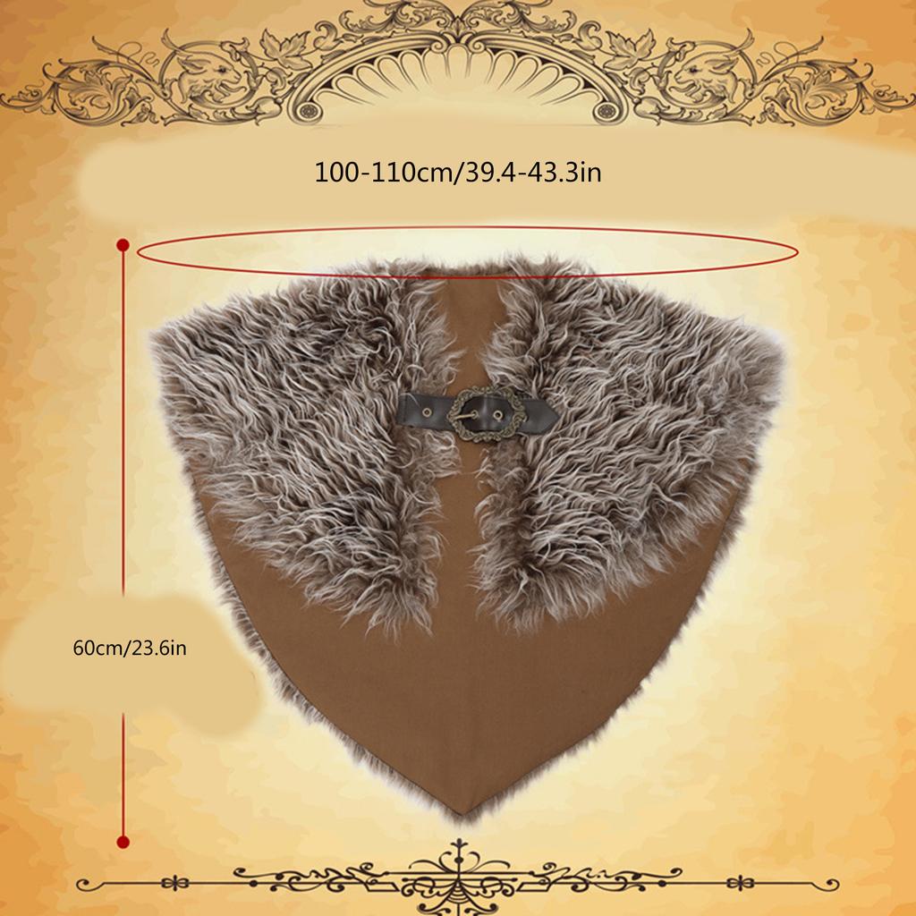 Vikinges Faux Furs Shawl Barbarians Collar,Medieval Knight Mantle Shoulder Wrap Warriour Cape Shawl Renaissances Costume