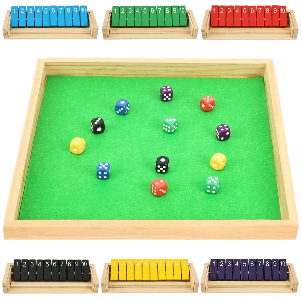 Wooden Dice Game Portable Shut The Box Wooden Board Game Classics Tabletop Gaming Toy for 2-6 Players for Home Party Bar