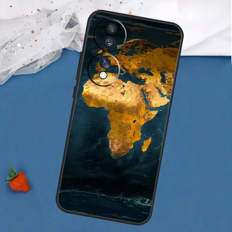 Africa Map Geography Case For Honor Magic 5 6 8 Pro 7 Lite 200 400 50 70 90 X8c X8b X9a X9b X9c X9d Win RT Cover