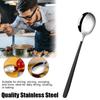 Silver Black Thickened 304 Stainless Steel Spoon High Appearance Long Handle Heavy Duty Household Tableware For Rice Soup