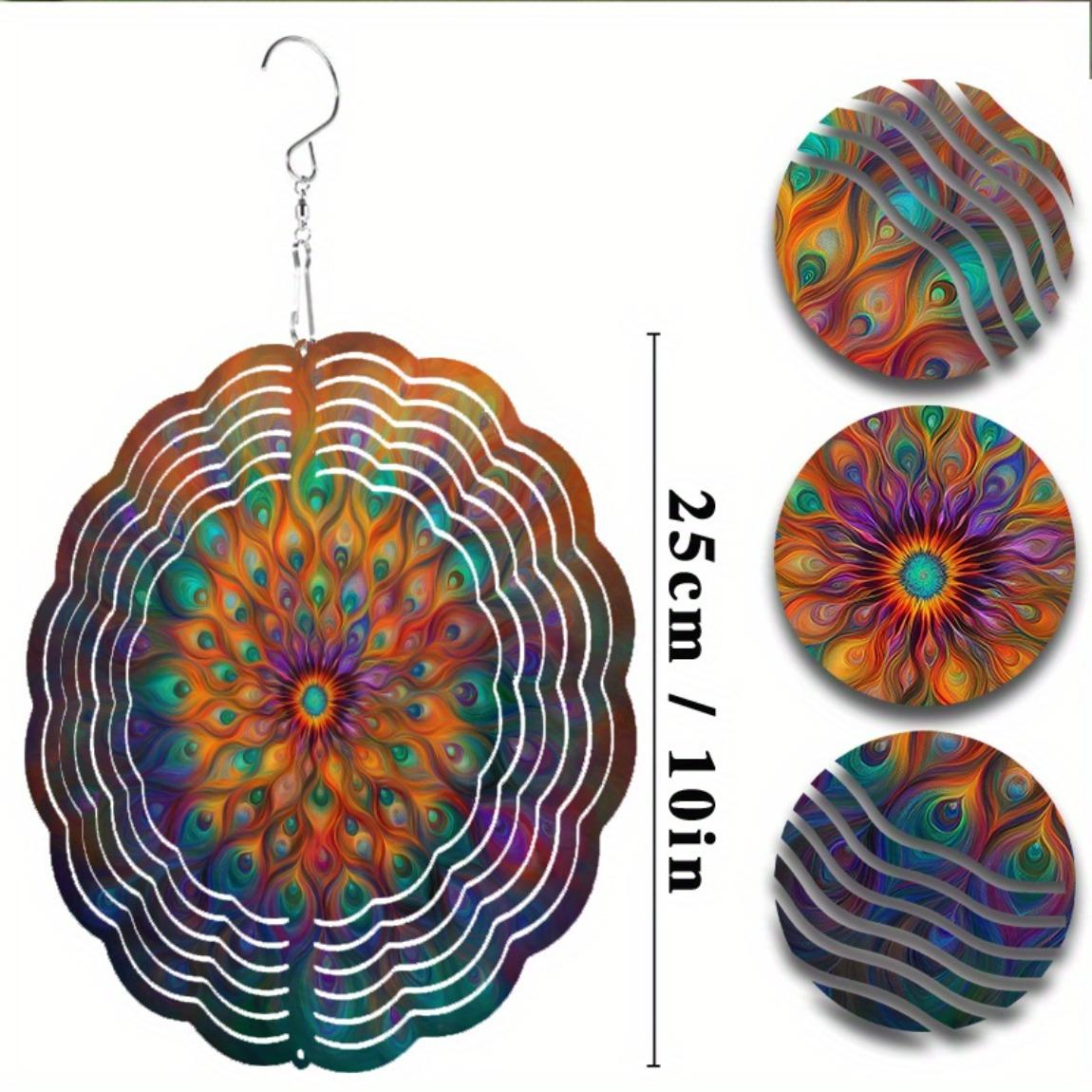 

Яркая мандала, колокольчик ветра 25,4 см, подвесной декор для улицы, для сада, балкона, вращение на 360 градусов, не требует батареек, идеальный подарок для друзей 01A