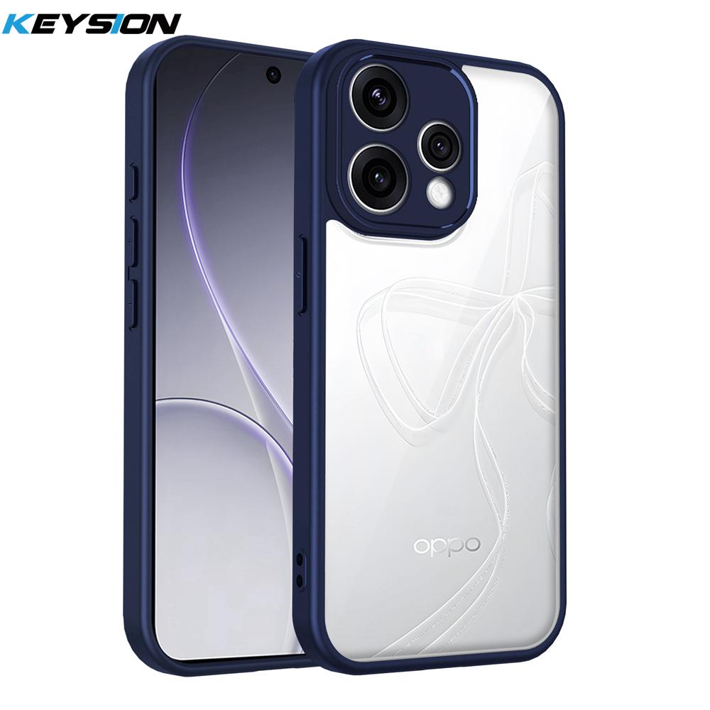 

Прозрачный чехол KEYSION для OPPO Reno15 Pro Max 5G Мягкий силикон+ПК Прозрачная ударопрочная задняя крышка для телефона для OPPO Reno15 F 5G for OPPO Reno15 5G синий