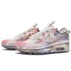 Nike Air Max 90 Fabric Slip Resistant Abrasion Resistant Low Top Casual Shoes Women's Beige Gray Pink DC9450-001(Team80-)